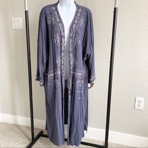 NWT Knox Rose Light Blue Embroidered Kimono XXL